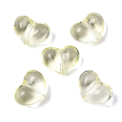 Шампанско-Желтый Прозрачные стеклянные бусины, окрашенная и подогревом, сердце, шампанское желтый, 15.5x21x11.5 мм, отверстие : 1.5 мм