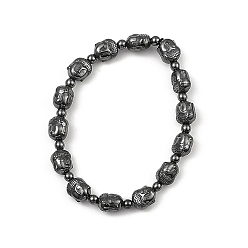 Non-magnetic Hematite Synthetic Non-Magnetic Hematite Beaded Bracelets, Buddha's Head, Inner Diameter: 2-3/8 inch(5.9cm)