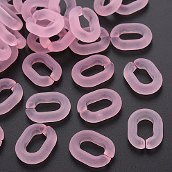 Pink Transparent Acrylic Linking Rings, Quick Link Connectors, Frosted, Oval, Pink, 19.5x15x5mm, Inner Diameter: 6x11
mm