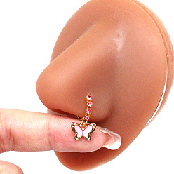 Бабочка 316l Хирургическое кольцо для носа из нержавеющей стали с кубическим цирконием и подвесками, золотые, бабочка, 80 мм