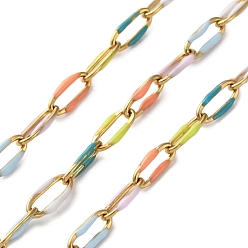 (52) Непрозрачная лаванда 304 Эмалированные кабельные цепи из нержавеющей стали, пайки, с катушкой, ионное покрытие (ip), реальный 18 k позолоченный, разноцветные, 6.5x3x0.5 мм, около 32.81 футов (10 м) / рулон