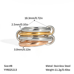 (52) Непрозрачная лаванда Кольца из нержавеющей стали, соединяющиеся между собой, для женщин, разноцветные, кольцо 1: 2.5мм, кольцо 2: 3мм, размер США 8 1/4 (18.3 мм)