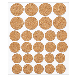 Tan 20 Sheets Cork Label Stickers, Self Adhesive Craft Stickers, Flat Round, Tan, 142x135x2mm, 28pcs/sheet