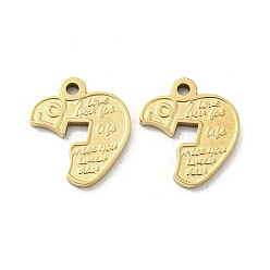 Echt 14 k vergoldet 304 Edelstahl Reize, Hochglanzpolierter Apfel mit Wortanhängern, echt 14 k vergoldet, 14x12x1.5 mm, Bohrung: 1.5 mm
