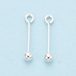 Серебро 925 булавки для глаз из стерлингового серебра, с печатью 925, серебряные, 17.5x3x3 мм, отверстие : 1.6 мм, штифты : 0.9 мм
