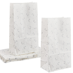 Белый Бумажные упаковочные пакеты, прямоугольник с бантом шаблон, белые, 13x7.8x24.5 см