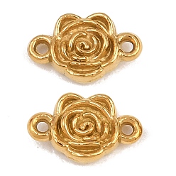 Real 18K Gold Plated 304 Stainless Steel Connector Charms, Rose Flower Links, Ion Plating(IP), Long-Lasting Plated, Real 18K Gold Plated, 6x9.5x2mm, Hole: 0.9mm, about 15pcs/bag