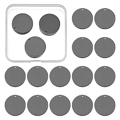 Черный Цвет Металла Латунные подвески, штампованная зеркальная полировка пустая бирка, плоско-круглые, металлический черный , 25x1 мм, отверстие : 1.4 мм, 25 шт / коробка