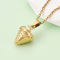 Настоящее золото 18K 304 подвесные из нержавеющей стали ожерелья, клубника, ионное покрытие (ip), реальный 18 k позолоченный, 17.72~18.11 дюйм (45~46 см)