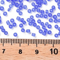 Cornflower Blue Glass Seed Beads, Frosted Colors, Round, Cornflower Blue, 2mm