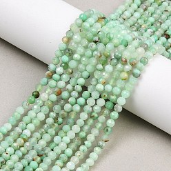 Бледно-Зеленый Натуральный халцедон, граненые, круглые, бледно-зеленый, 3~3.5 мм, отверстие : 0.6 мм, около 132~137 шт / нитка, 14.84~15.51 дюйм (37.7~39.4 см)