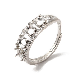 Посеребрённый Регулируемые литые настройки площадку кольцо, с четким кубического циркония, настройки зубчатого кольца, 925 серебро покрытием, круглый: американский размер 7 1/2(17.7мм), лоток : 2.5 мм