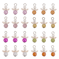 (52) Непрозрачная лаванда 4 наборы акриловых подвесок, с фурнитурой сплавочной тибетского стиля, ангел, разноцветные, 22x14x8 мм, отверстие : 4 мм, о 8 шт / комплект