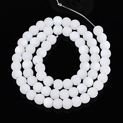 Снежный Нити стеклянных бусин с имитацией матового нефрита, круглые, с половиным покрытием, AB цвет, снег, 6~6.5 мм, отверстие : 0.9 мм, около 67~70 шт / нитка, 14.57~15.16'' (37~38.5 см)