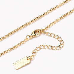 Настоящее золото 18K Колье из латунной цепочки Роло, с карабин-лобстерами , долговечный, слово ручная работа, реальный 18 k позолоченный, 15-5/8 дюйм (39.7 см)