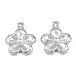 Color de Acero Inoxidable 304 Configuración de diamantes de imitación colgante del acero inoxidable, encantos de la flor, color acero inoxidable, 17x16x2.5 mm, agujero: 2 mm, aptos para 2.6 mm de diamante de imitación
