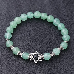 Green Aventurine Natural Green Aventurine Bead Stretch Bracelets for Women, Round and Star, 5/8 inch(1.65cm)