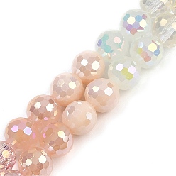 Разноцветный Стеклянные бусины с гальваническим покрытием , круглые, граненый(32 граненый), красочный, около 8 мм, отверстие : 1.2 мм, около 48 шт / нитка, 14.09'' (35.8 см)