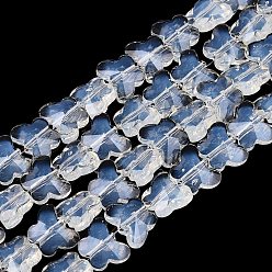 Clear Imitation Jade Glass Beads Strands, Butterfly, Faceted, Clear, 8x10x5mm, Hole: 0.7~1mm, about 98~100pcs/strand, 27.95~28.94 inch(71~73.5cm)