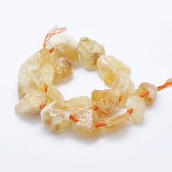 Citrine Natural Citrine Beads Strands, Nuggets, 18~37x12~30mm, Hole: 2mm, about 16~17pcs/strand, 16.5 inch~17.3 inch(42~44cm)