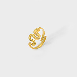 Золотой Роскошная змея 304 открытые манжеты из нержавеющей стали, золотые, размер США 7 1/4 (17.5 мм)