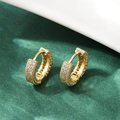 Настоящее золото 18K Латунные серьги-кольца из прозрачного кубического циркония, без кадмия и без свинца, стойки покрытие, долговечный, реальный 18 k позолоченный, 15x4 мм