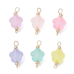 (52) Непрозрачная лаванда Прозрачные матовые акриловые цветочные звенья-соединители подвески, с 304 двойными петлями из нержавеющей стали, золотые, разноцветные, 26.5~27x13.5x8.5 мм, Отверстие : 1.8 мм & 3.5 мм