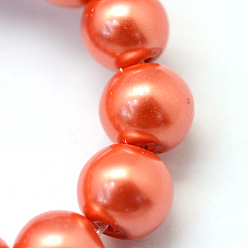 Tomato Baking Painted Glass Pearl Round Bead Strands, Tomato, 10~11mm, Hole: 1.5mm, about 80~85pcs/strand, 31.4 inch1.5mm