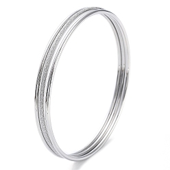 Нержавеющая Сталь Цвет Не тускнеет 3шт 304 набор простых браслетов из нержавеющей стали, штабелируемые браслеты, цвет нержавеющей стали, внутренний диаметр: 2-1/2 дюйм (6.5 см)