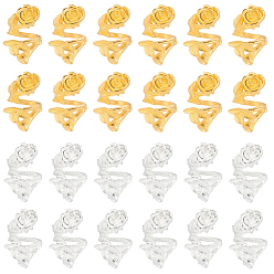 Золотой & Серебряный 60шт 2 цвета сплава разделительные бусины, цветок, большое отверстие шарик, золотой и серебряный, 21x11~12x12 мм, внутренний диаметр: 8.5 мм, 30 шт / цвет