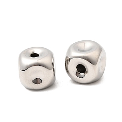 Платина Латунные бусины, долговечный, без кадмия и без свинца, стойки покрытие, кубические, платина, 8.5x8.5x8.5 мм, отверстие : 1.8 мм