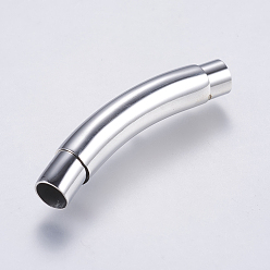 Stainless Steel Color 304 Stainless Steel Bayonet Clasps, Tube, Stainless Steel Color, 40x6.5mm, Hole: 5mm