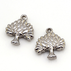 Edelstahl Farbe Anlaufgeschützt 201 Anhänger aus Edelstahl, Baum, Edelstahl Farbe, 16x14x3 mm, Bohrung: 1 mm