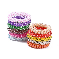 Mixed Color Printed Plastic Telephone Cord Elastic Hair Ties, Ponytail Holder, Mixed Color, 35mm