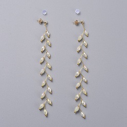 Светлый Золото-желтый Серьги-гвоздики из стекла с галькой, с латунными серьгами-гвоздиками из циркония и шаровыми головками, латунные и пластиковые ушные гайки, спинки для сережек и пластиковые сумки на молнии, реальный 18 k позолоченный, светлый золотарник желтый, 115 мм, штифты : 0.7 мм