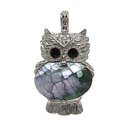 Black Lip Shell Natural Black Lip Shell Pendants, Owl, 45x25mm