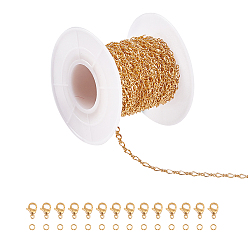 Real 18K Gold Plated Brass Figaro Chains Making, with 304 Stainless Steel Open Jump Rings & Lobster Claw Clasps, Real 18K Gold Plated, 0.3x0.2x0.1cm, 5m