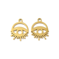 Золотой Ионное покрытие (ip) 304 брелоки из нержавеющей стали, лазерная резка, очарование глаз, золотые, 14.5x11.5x1 мм, отверстие : 1.6 мм