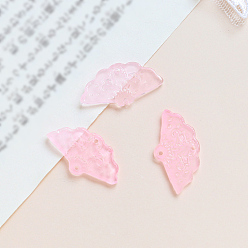 Pink Colgantes de conector de murano hechos a mano, enlace de fan, rosa, 16x28 mm