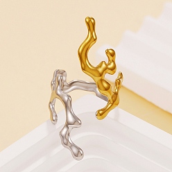 Branch 304 Stainless Steel Cuff Open Rings for Women, Golden & Stainless Steel Color, Branch, 38.5mm, US Size 7 1/4(17.5mm)