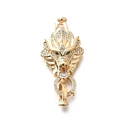 Настоящее золото 18K Латунные микро проложить кубического циркония раз за застежками, без кадмия, без никеля и без свинца, дракон, реальный 18 k позолоченный, 38.5 мм