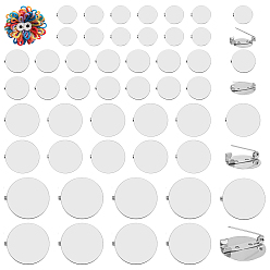 Платина 80шт. 4 стили железных оснований для брошей, плоско-круглые, платина, 15~30 мм, 20 шт / стиль