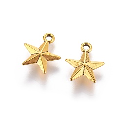 Античное Золото Сплавочные подвески тибетского стиля, без кадмия, без никеля и без свинца, звезда, античное золото , 16x14x4 мм, отверстие : 2 мм