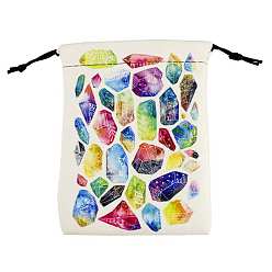 Белый Мешочки из бархата, прямоугольник с узором кластера кварца, белые, 18x13 см