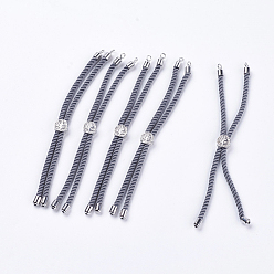 Платинированный Изготовление нейлонового витого шнура, изготовление слайдера, с латунной фурнитурой , без кадмия и без свинца, долговечный, древо жизни, серые, Реальная платина, 210~220x2 мм, отверстие : 2 мм