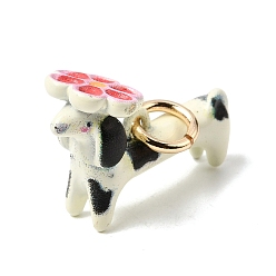 Pink Печать 304 подвески из нержавеющей стали, собака с подвеской в виде цветка, золотые, розовые, 13.5x20.3x8.5 мм, отверстие : 3.9 мм