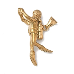 Золотой 304 подвески из нержавеющей стали, очарование дайвера, золотые, 20.5x49x13 мм, отверстие : 8x4 мм
