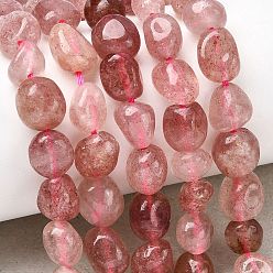 Клубничный Кварц Природного кварца клубники нитей бисера, самородки, упавший камень, 5~9x5~8.5x3~6 мм, отверстие : 0.8~0.9 мм, около 31 шт / нитка, 7.87'' (20 см)