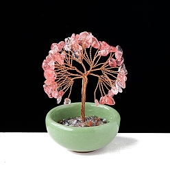 Gemstone Украшения из драгоценных камней в виде дерева жизни с чашеобразным основанием, Медная проволока, энергетический камень фэн-шуй, подарок для женщин и мужчин, медитация, 80~100 мм