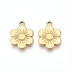 Настоящее золото 18K 304 подвески из нержавеющей стали, ионное покрытие (ip), , реальный 18 k позолоченный, 18.5x14.5x2.5 мм, отверстие : 1.6 мм